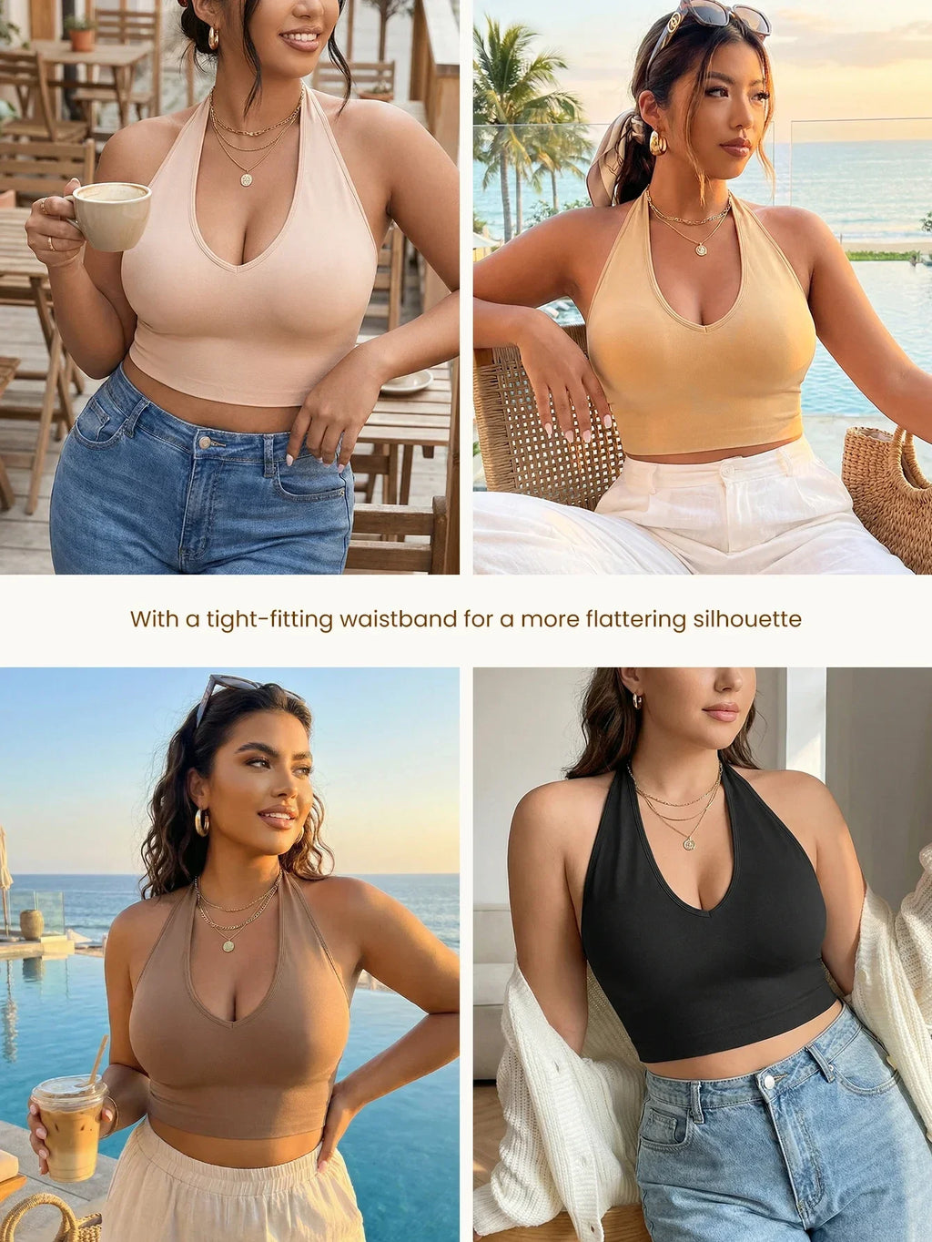 Plus Size Halter Wireless Bra Women Seamless Shaping Backless Removable Pads High Elastic Lingerie for Daily Wear Dating Party